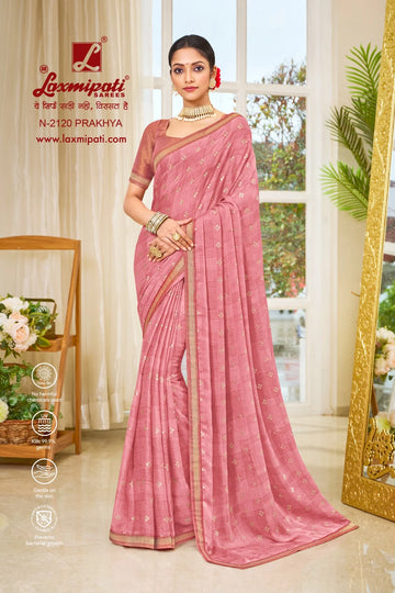 Laxmipati Ritika N-2120 Peach Satin Chiffon Saree