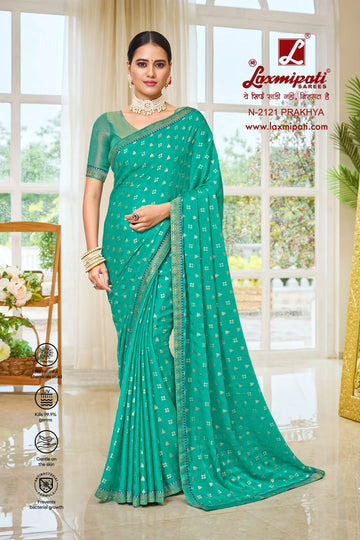 Laxmipati Ritika N-2121 Green Satin Chiffon Saree