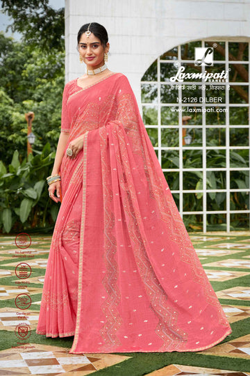 Laxmipati Diwani N-2126 Peach Chiffon Saree