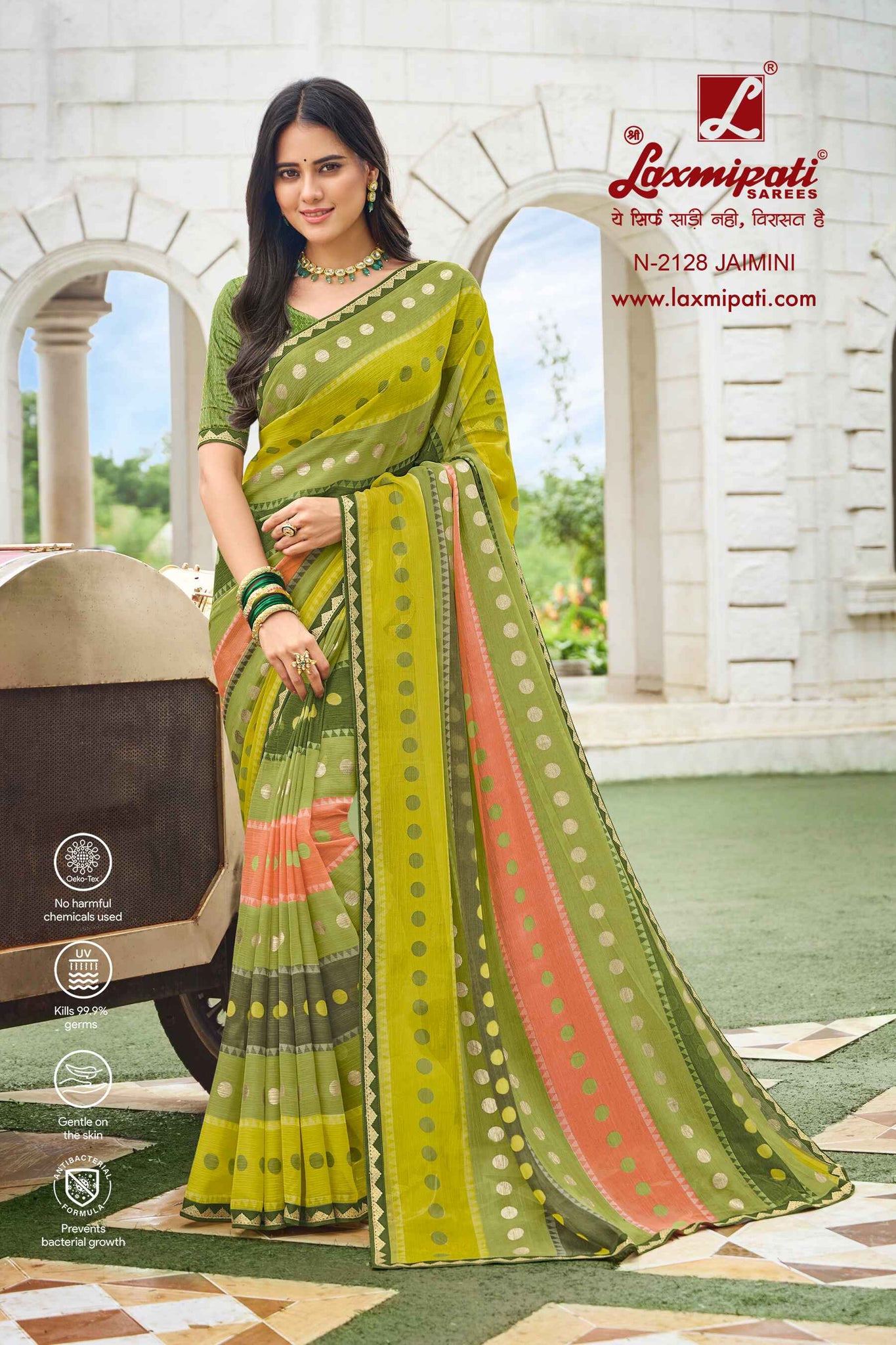 Laxmipati Diwani N-2128 Green Chiffon Saree