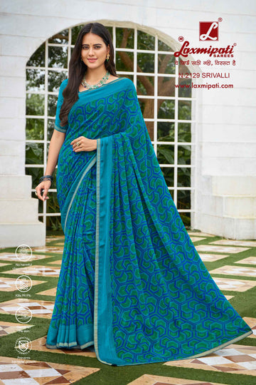 Laxmipati Diwani N-2129 Teal Green Georgette Saree