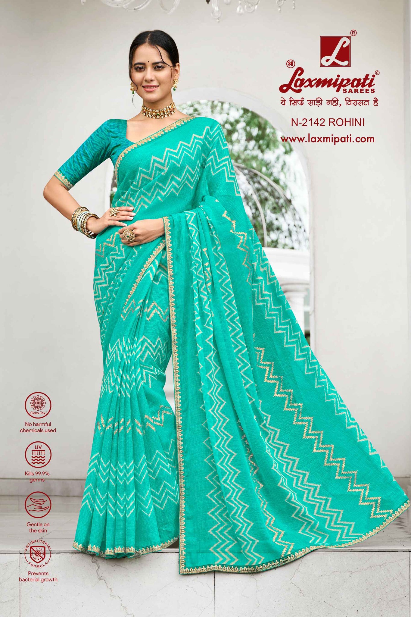 Laxmipati Diwani N-2142 Green Chiffon  Saree