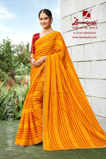 Laxmipati Diwani N-2144 Mustard Chiffon  Saree