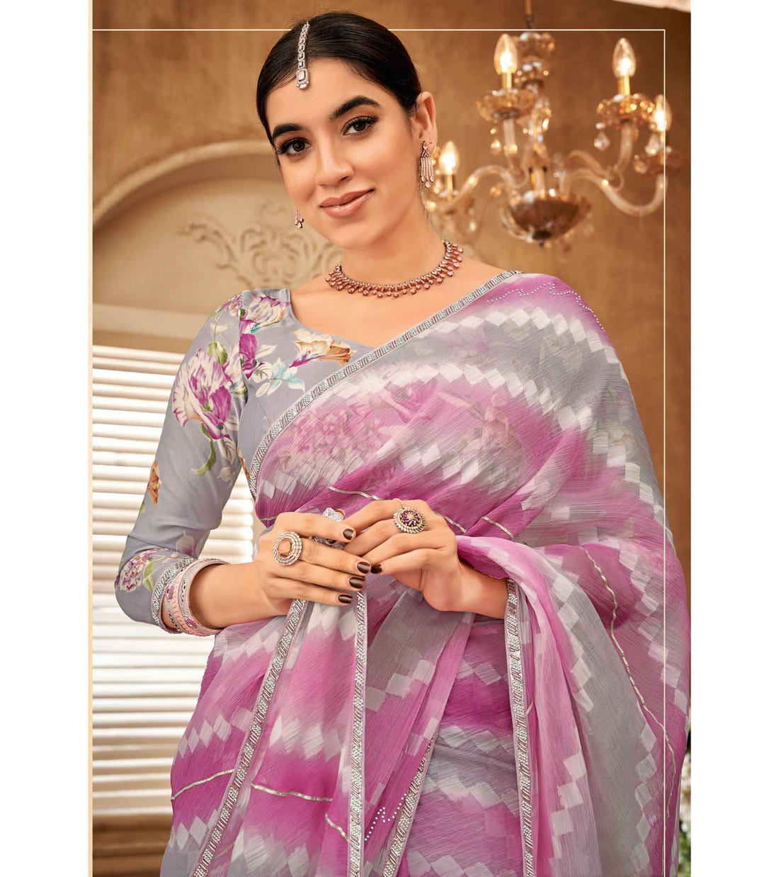 Laxmipati Chulbuli N-2156 Purple Chiffon Saree