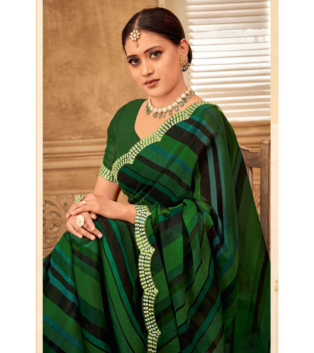 Laxmipati Chulbuli N-2159 Green Organza Saree