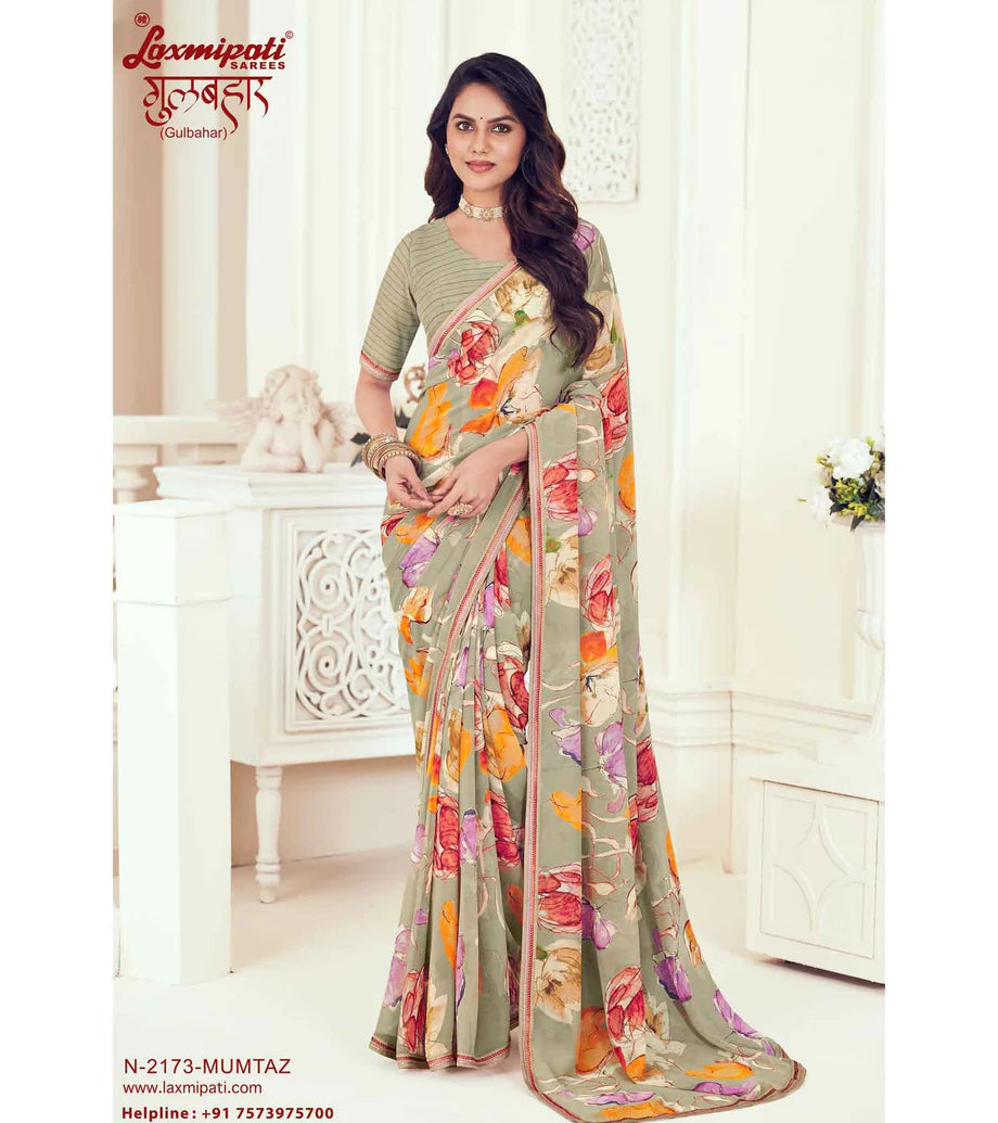 Laxmipati Gulbahar N-2173 Beige Georgette  Saree