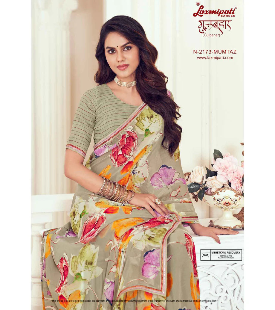 Laxmipati Gulbahar N-2173 Beige Georgette  Saree