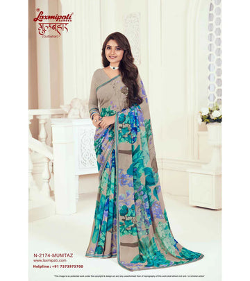 Laxmipati Gulbahar N-2174 Grey Georgette Saree