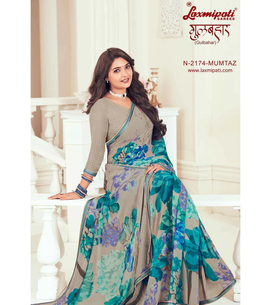 Laxmipati Gulbahar N-2174 Grey Georgette Saree