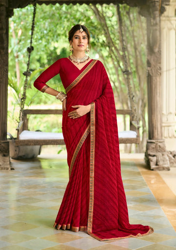 Laxmipati Rim_Jhim N-2179 Maroon Georgette Saree