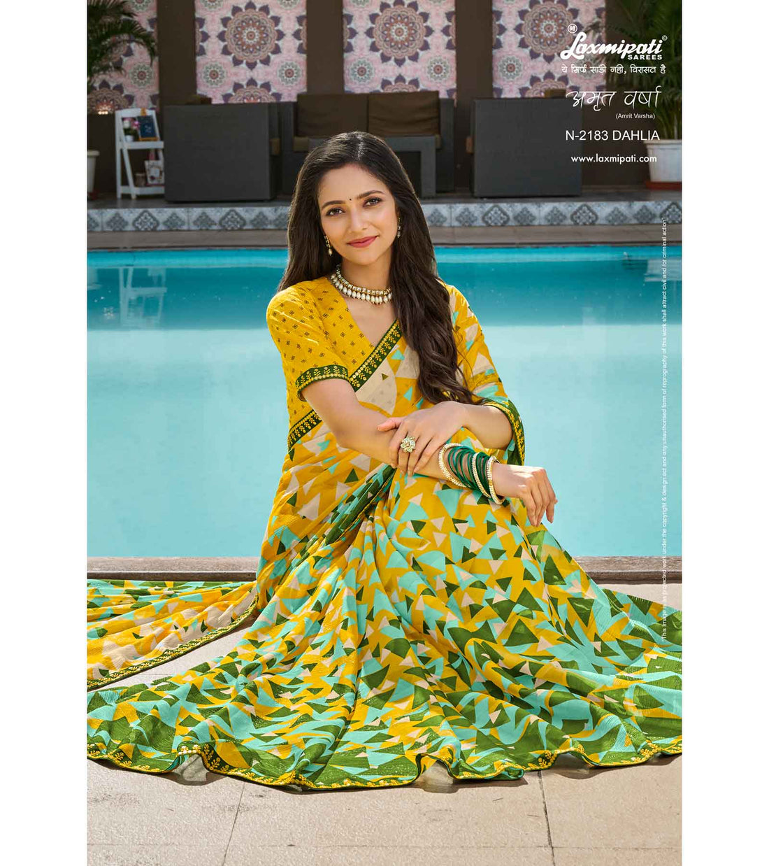 Laxmipati Amrit Varsha N-2183 Multicolor Chiffon Saree