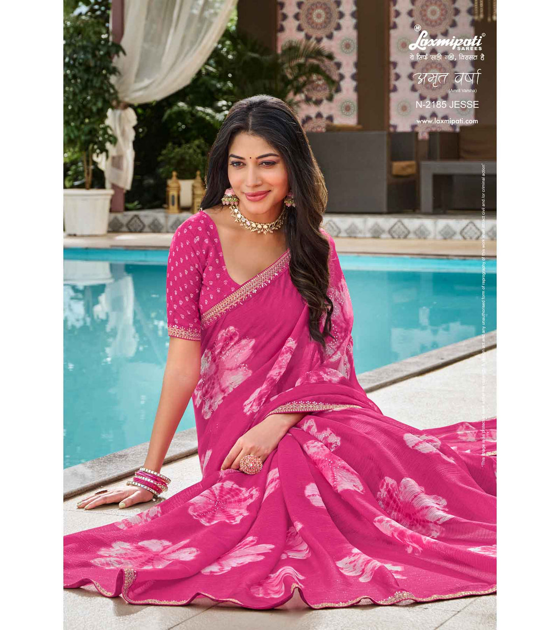 Laxmipati Amrit Varsha N-2185 Pink Chiffon Saree