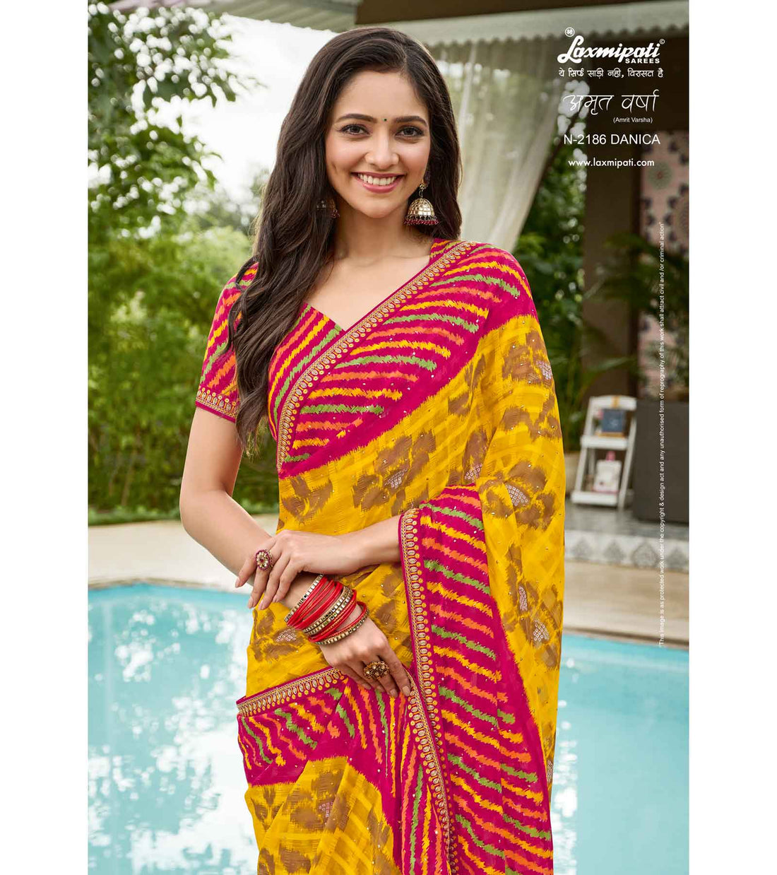 Laxmipati Amrit Varsha N-2186 Multicolor Chiffon Saree