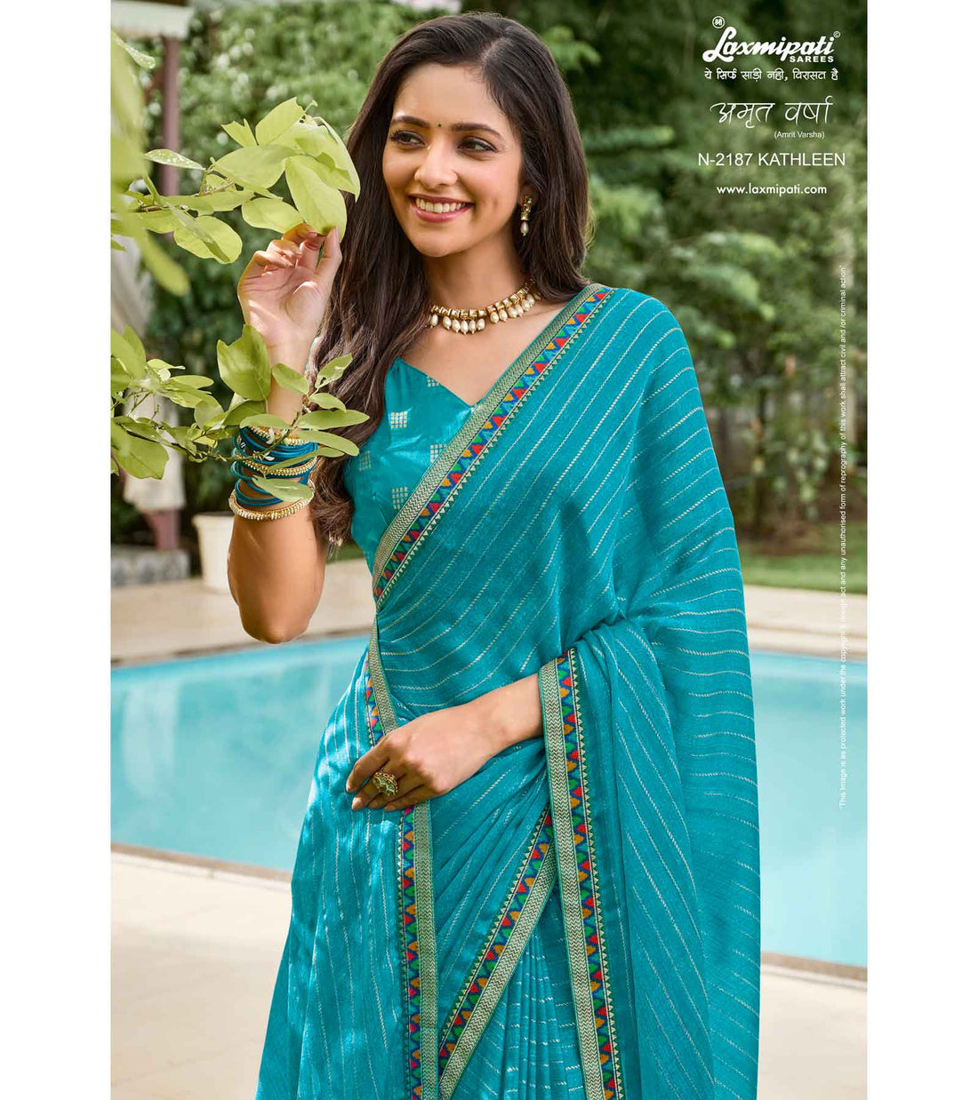 Laxmipati Amrit Varsha N-2187 Blue Chiffon Saree