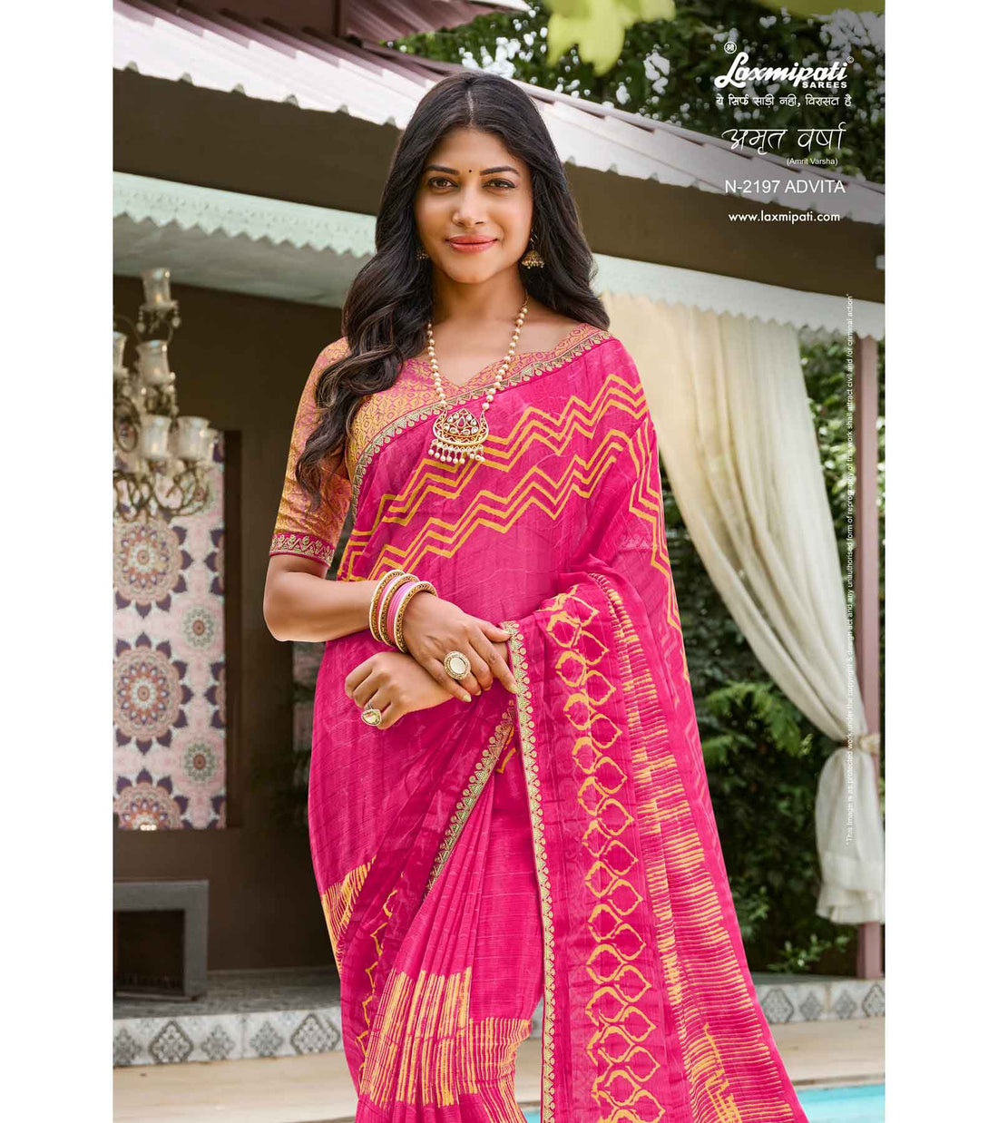 Laxmipati Amrit Varsha N-2197 Pink Chiffon Saree