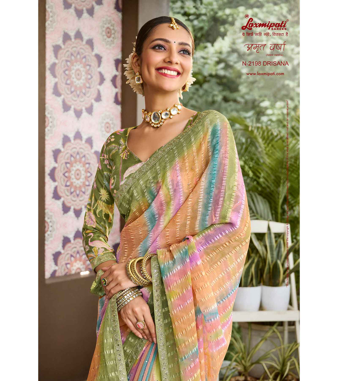 Laxmipati Amrit Varsha N-2198 Multicolor Chiffon Saree