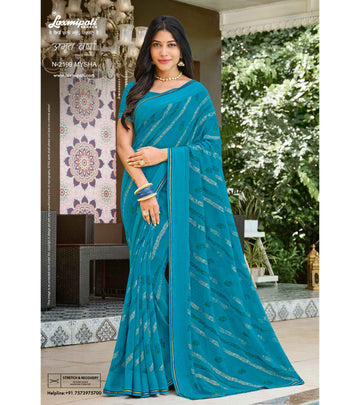 Laxmipati Amrit Varsha N-2199 Blue  Chiffon Saree