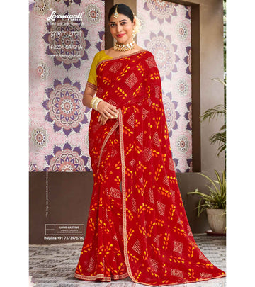 Laxmipati Amrit Varsha N-2201 Red Chiffon Saree