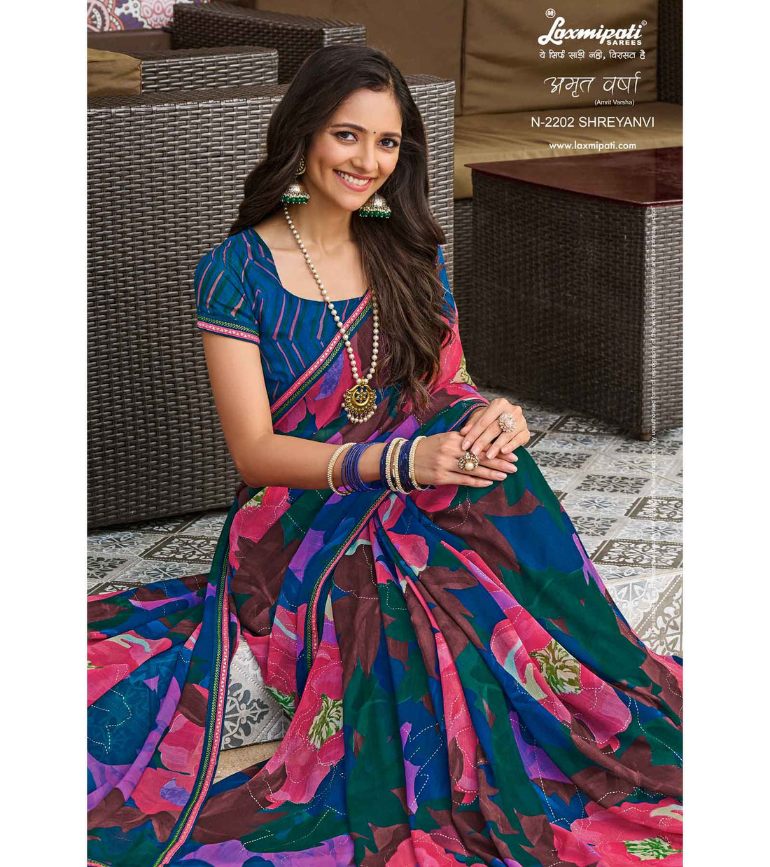 Laxmipati Amrit Varsha N-2202 Multicolor Slub Saree