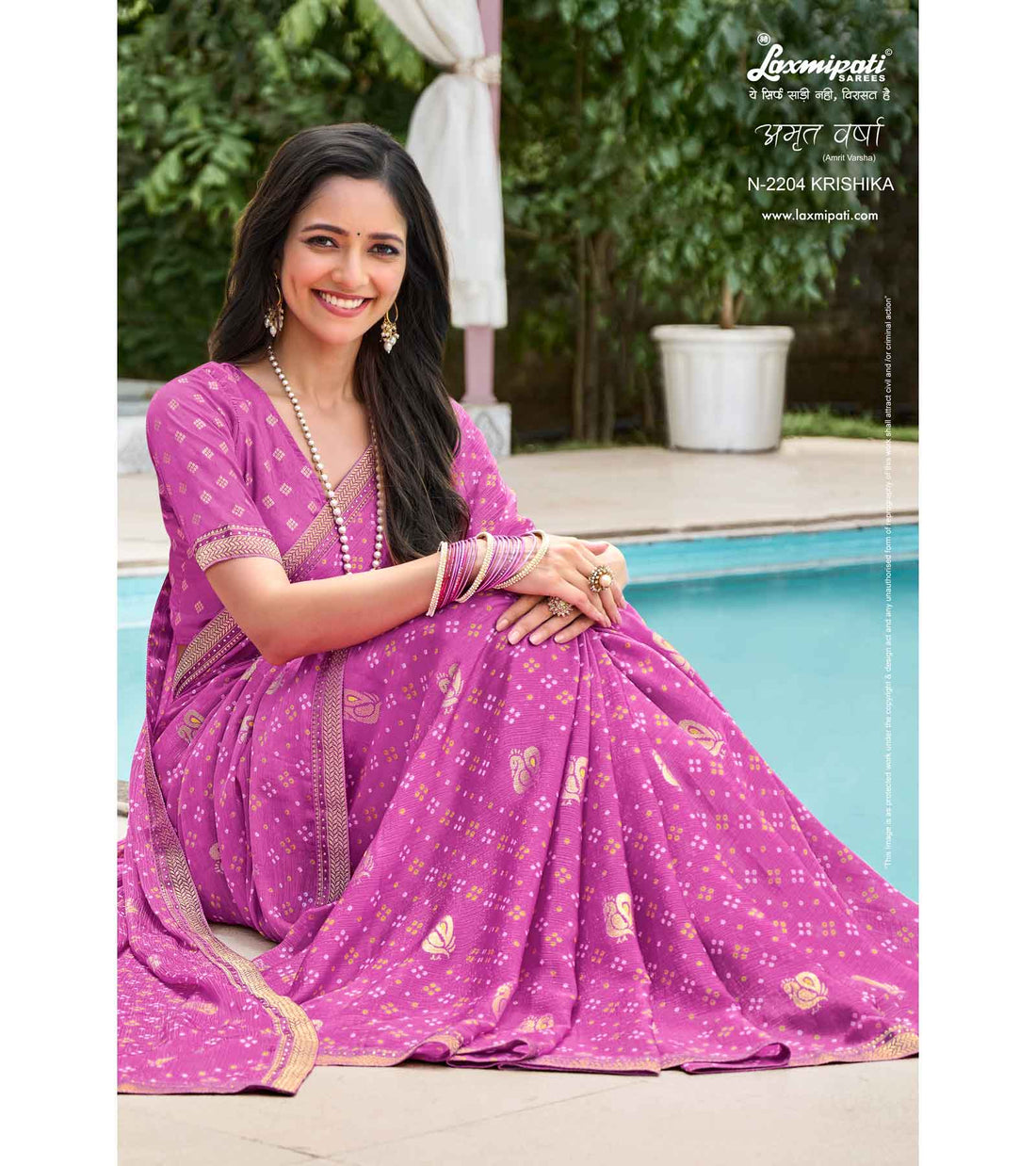 Laxmipati Amrit Varsha N-2204 Pink Chiffon Saree