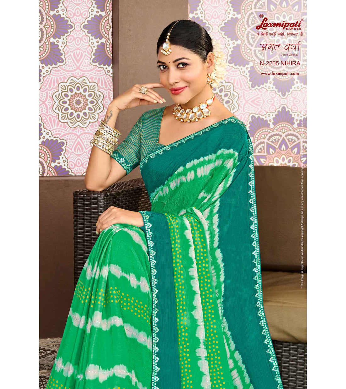 Laxmipati Amrit Varsha N-2205 Multicolor Chiffon Saree