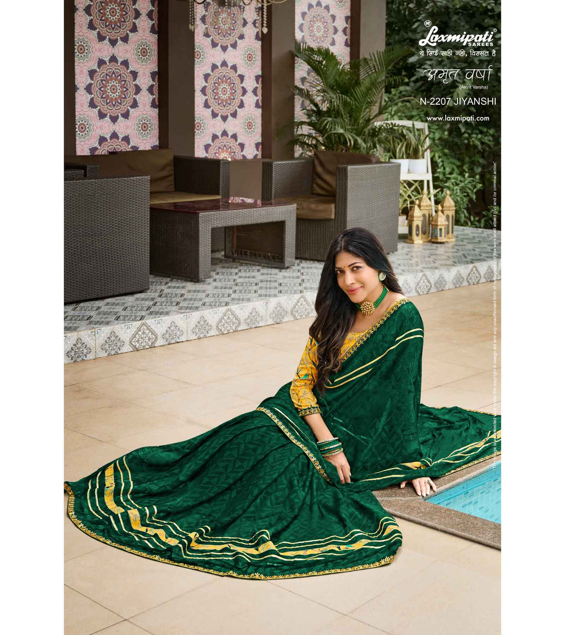 Laxmipati Amrit Varsha N-2207 Green  Chiffon Saree