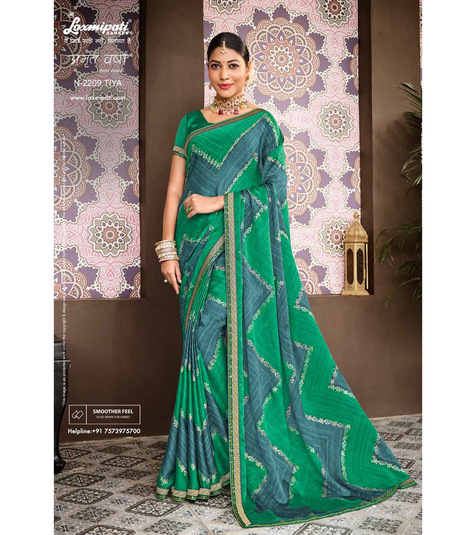 Laxmipati Amrit Varsha N-2209 Multicolor Chiffon Saree