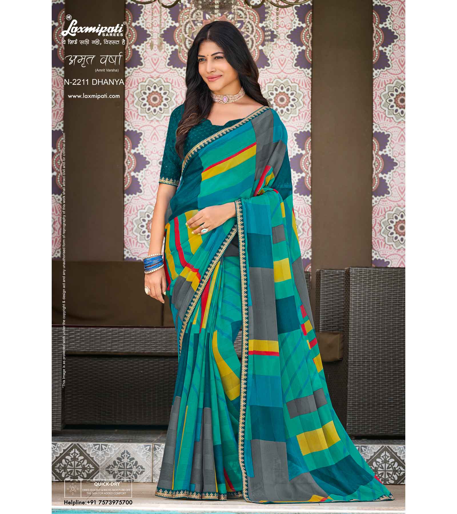 Laxmipati Amrit Varsha N-2211 Multicolor Satin Saree