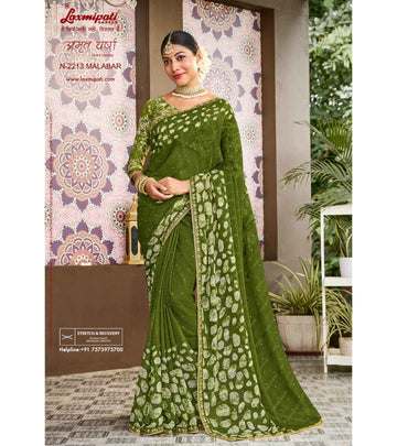 Laxmipati Amrit Varsha N-2213 Green Chiffon Saree