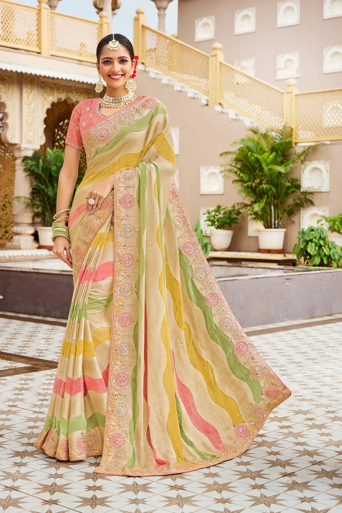 Laxmipati Malmal N-2226 Multicolor Viscose Jacquard  Saree