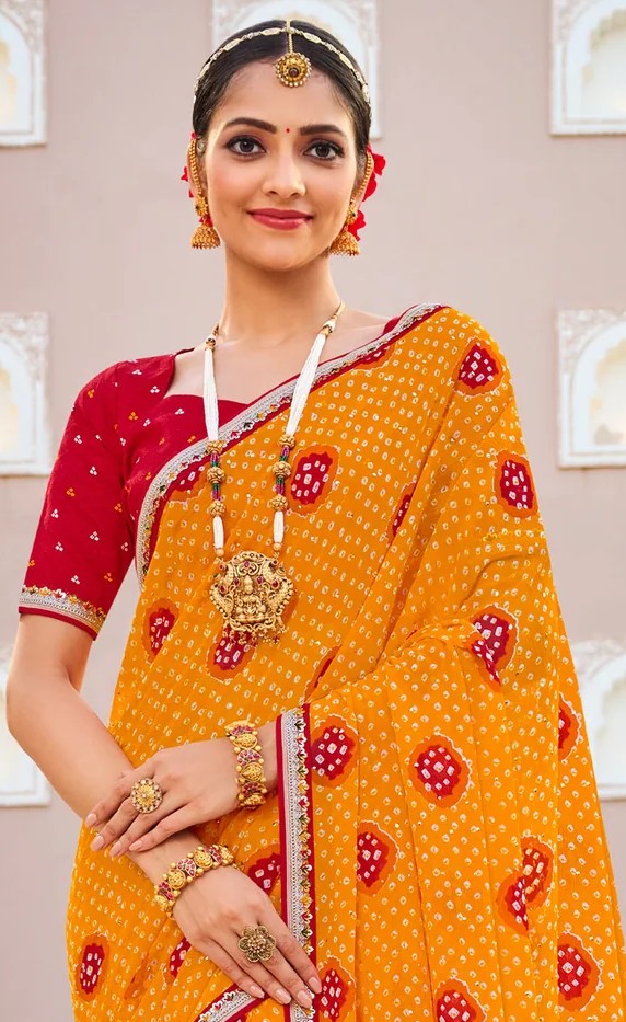 Laxmipati Mangla N-2240 Mustard Chiffon Saree