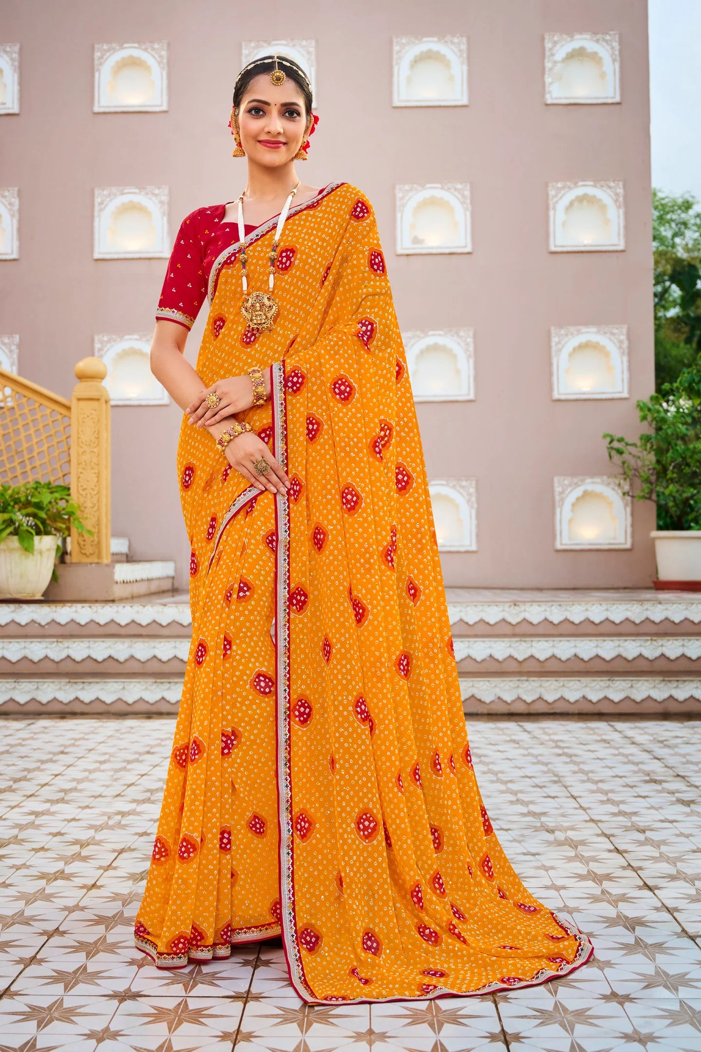 Laxmipati Mangla N-2240 Mustard Chiffon Saree