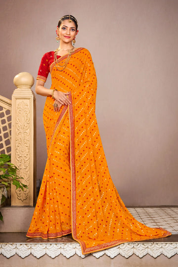 Laxmipati Mangla N-2242 Mustard Chiffon Saree