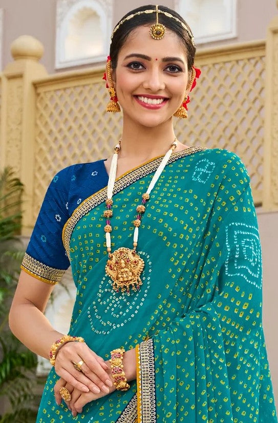 Laxmipati Mangla N-2243 Turquoise Chiffon Saree