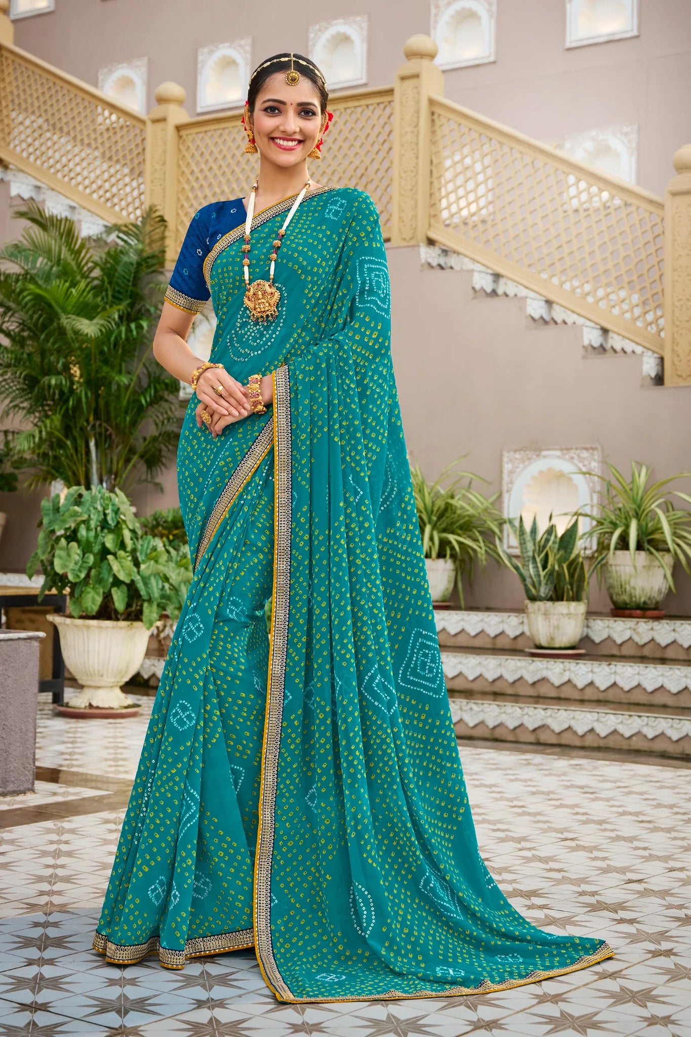 Laxmipati Mangla N-2243 Turquoise Chiffon Saree