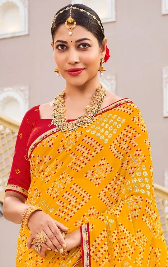 Laxmipati Mangla N-2246 Mustard Chiffon Saree