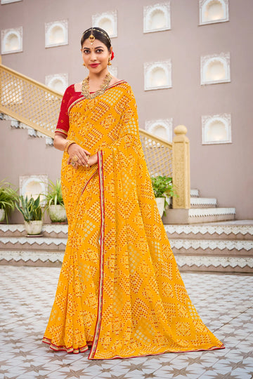 Laxmipati Mangla N-2246 Mustard Chiffon Saree