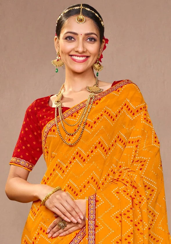 Laxmipati Mangla N-2248 Mustard Chiffon Saree