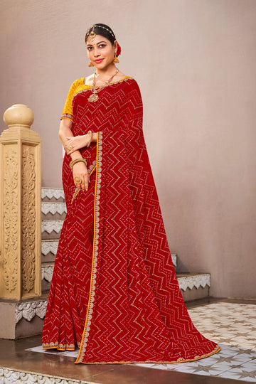 Laxmipati Mangla N-2249 Red Chiffon Saree