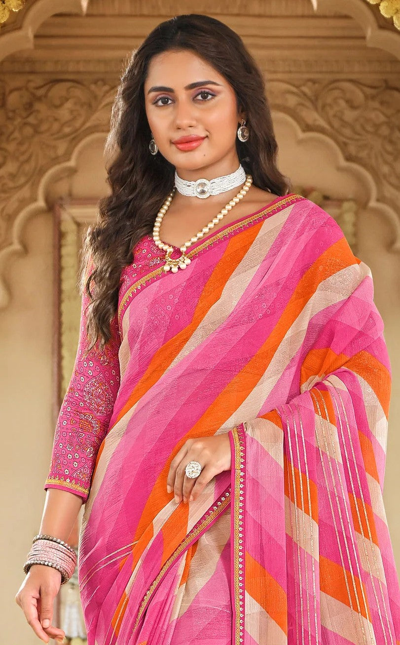 Laxmipati Dhan_Laxmi N-2251 Multicolor Chiffon Saree