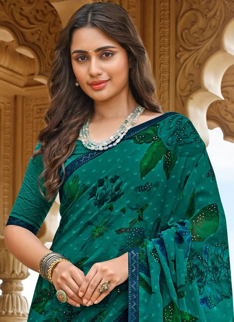 Laxmipati Dhan_Laxmi N-2256 Green Georgette Saree