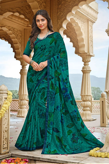 Laxmipati Dhan_Laxmi N-2256 Green Georgette Saree