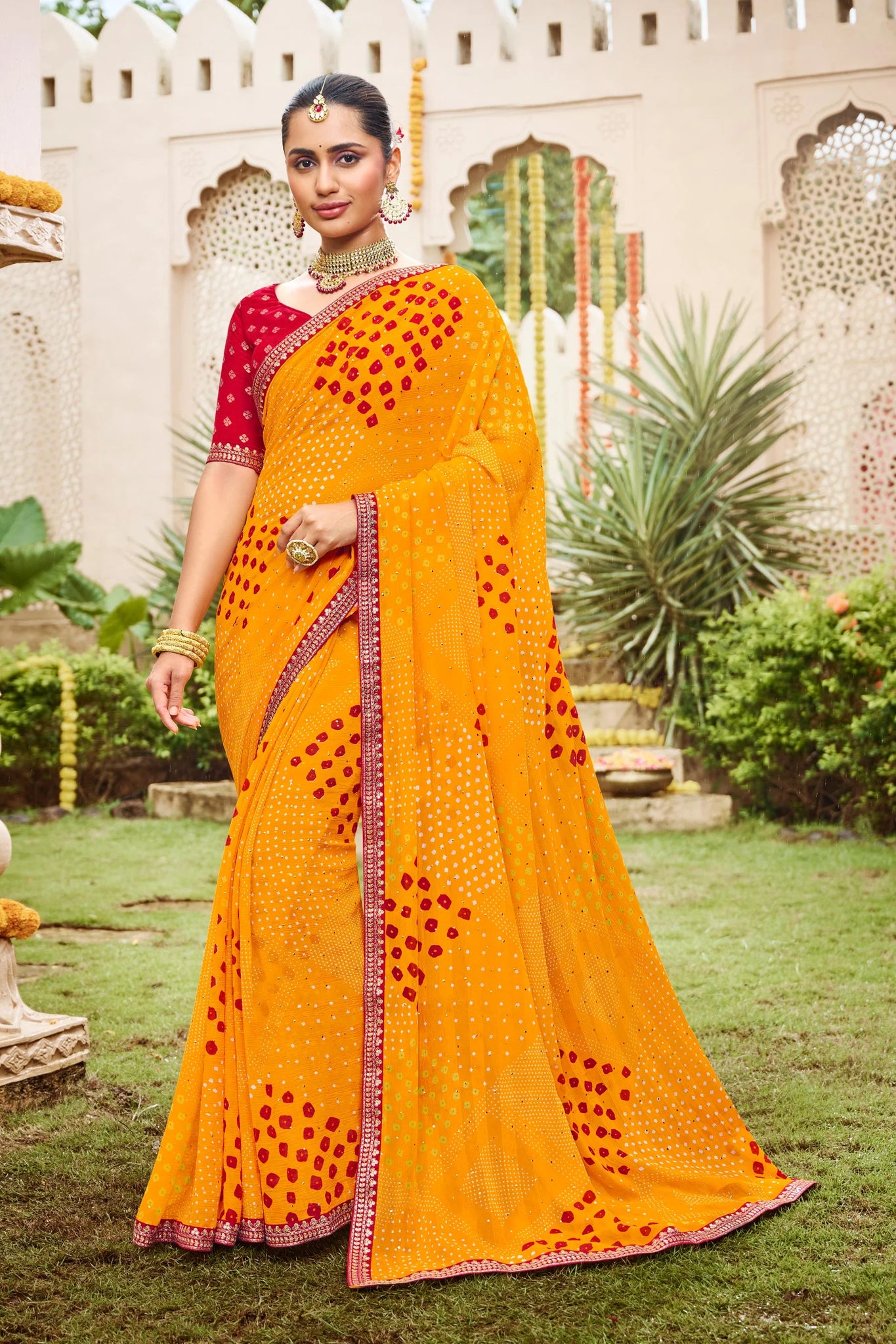 Laxmipati Dhan_Laxmi N-2258 Mustard Chiffon Saree