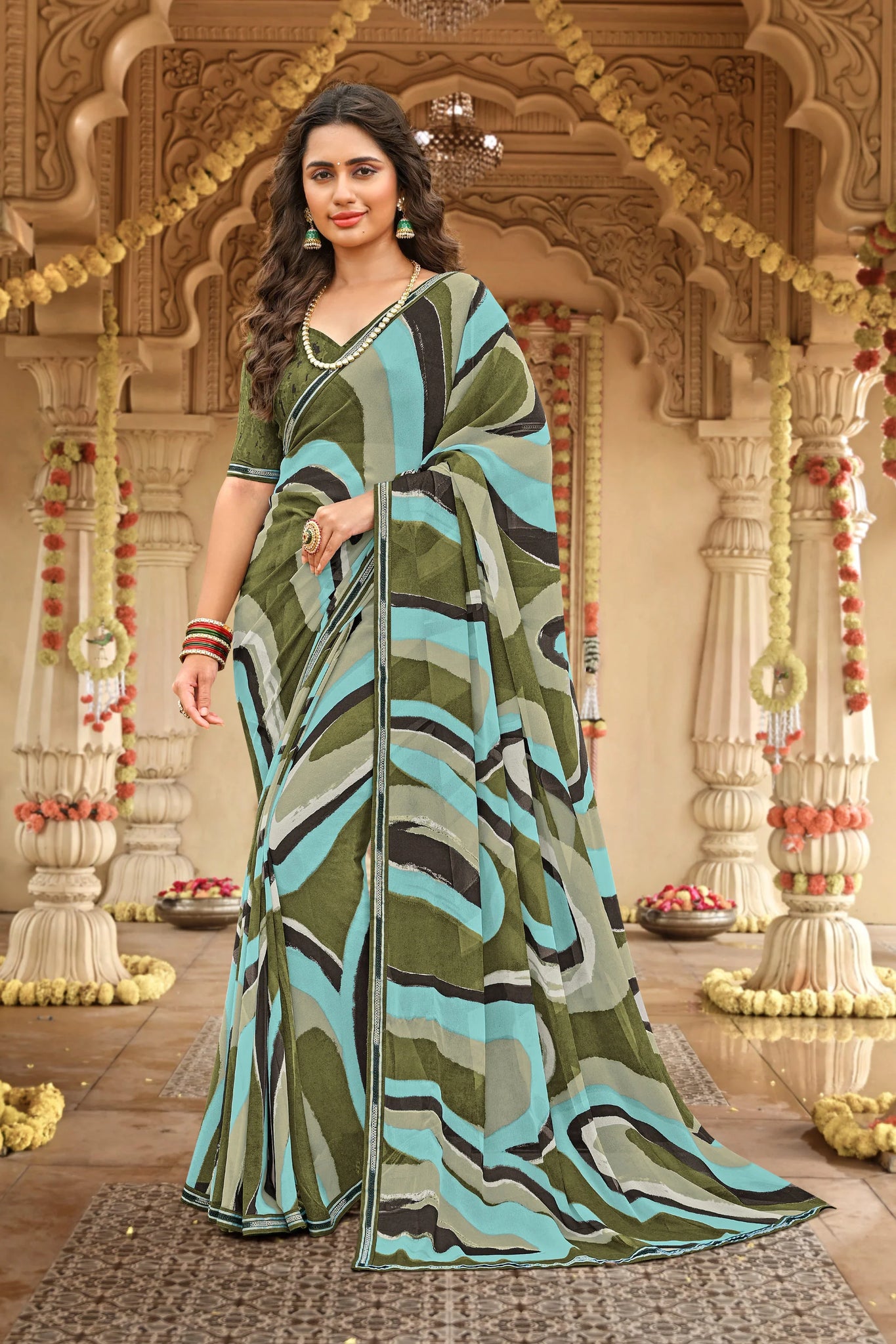 Laxmipati Dhan_Laxmi N-2259 Multicolor Georgette Saree