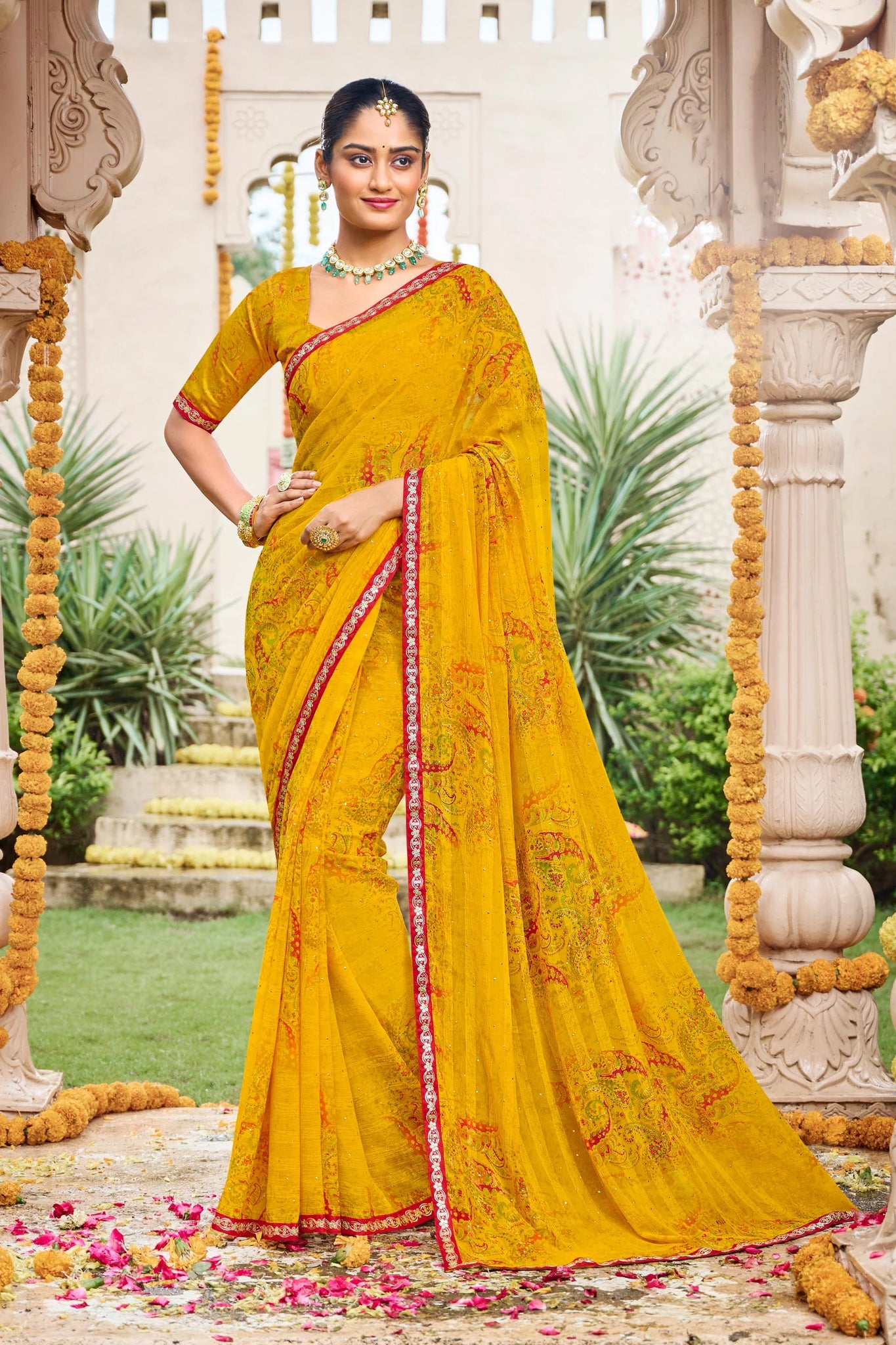 Laxmipati Dhan_Laxmi N-2272 Mustard Chiffon Saree