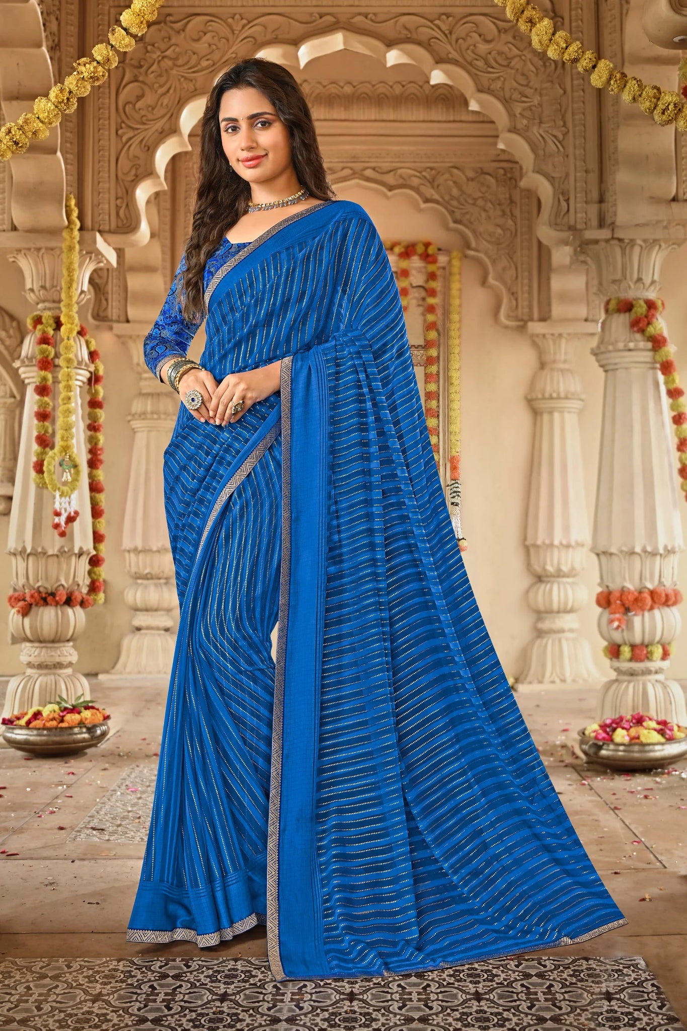 Laxmipati Dhan_Laxmi N-2273 Blue Georgette Saree