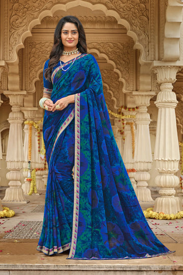 Laxmipati Dhan_Laxmi N-2275 Blue Georgette Saree