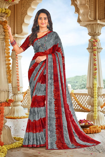 Laxmipati Dhan_Laxmi N-2278 Multicolor Chiffon Saree