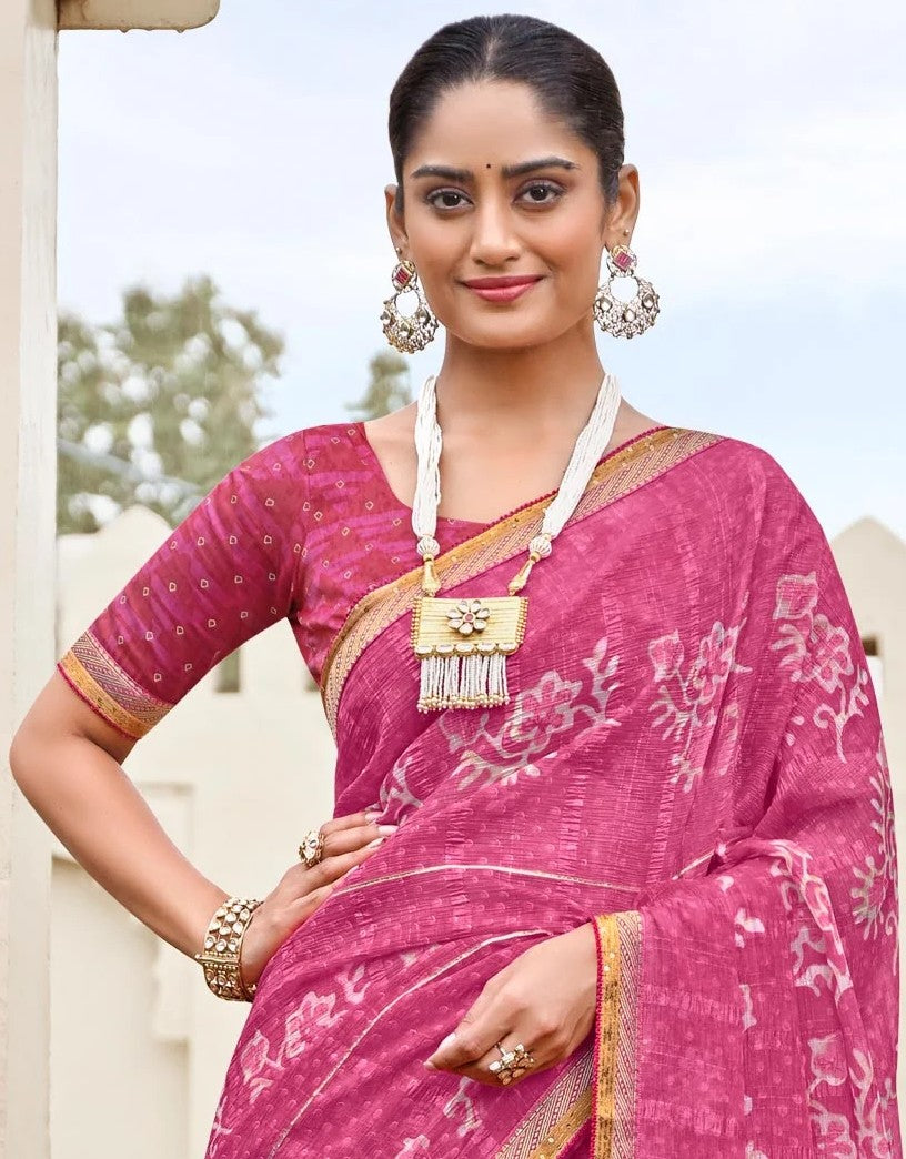 Laxmipati Dhan_Laxmi N-2280 Pink Chiffon Saree