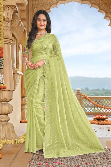 Laxmipati Dhan_Laxmi N-2282 Pista Green Silk Saree